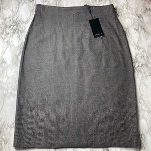 St. John Wool Blend Long Pencil Skirt Metallic Chevron Pattern Womens Size 16